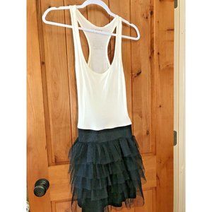 Miley Cyrus Dress Black Cream  w/ Tulle Skirt Size Small Rayon Poly  MAX AZURIA